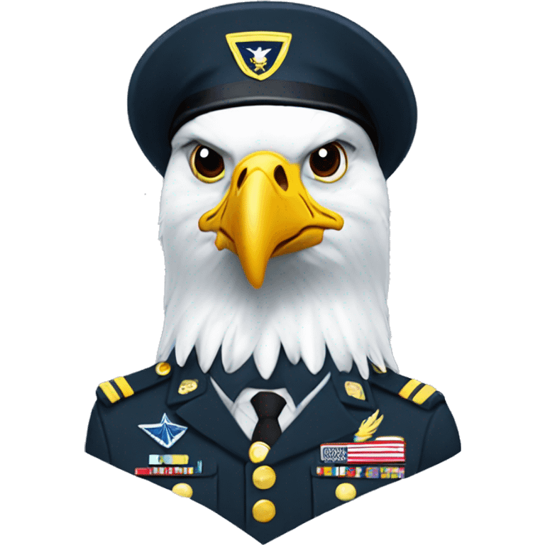 Bald eagle wearing us army uniform emoji