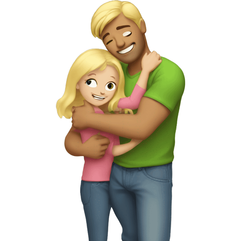 Blonde dad hugging blonde child emoji