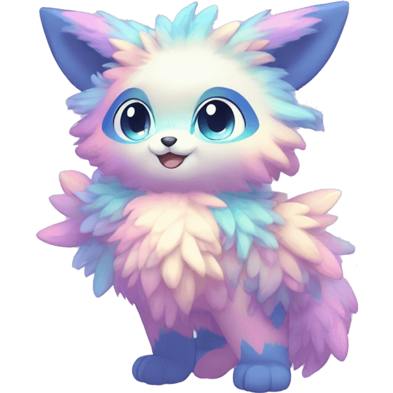 Shiny Sparkly Colorful Fluffy beautiful fantasy Kawaii Ethereal Anthro Sona Fakemon-animal Full Body emoji