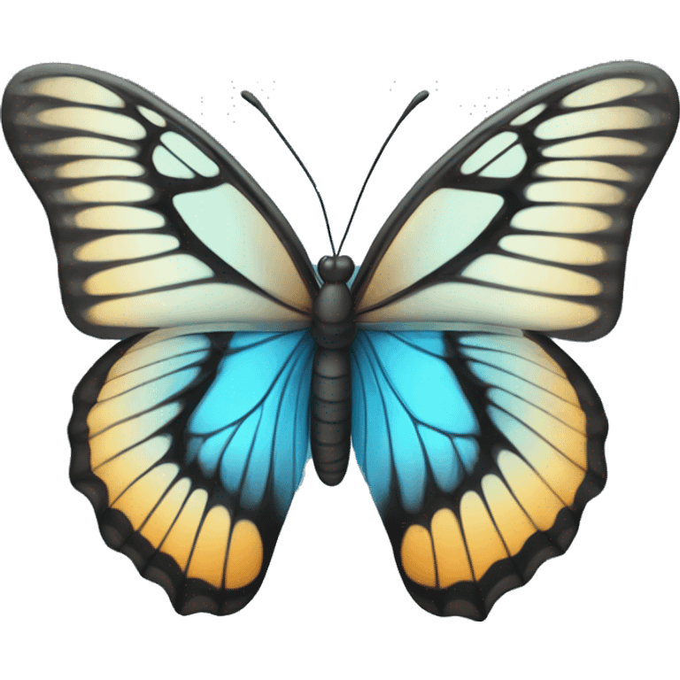 A Butterfly wing with colour the left is black and the right is blue emoji