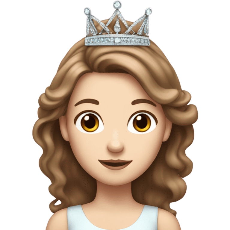 White girl with brown hair and princess tiara emoji