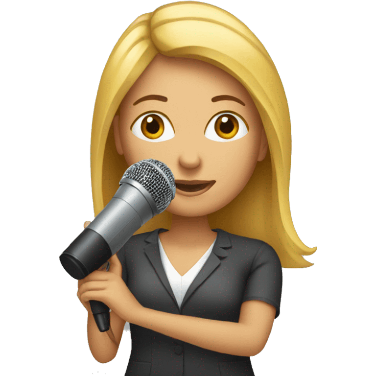 one reporter woman with a microfone emoji