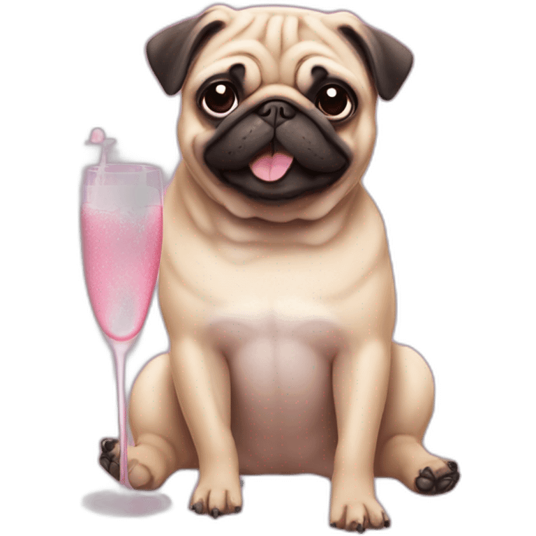 pink pug who drink champaign emoji