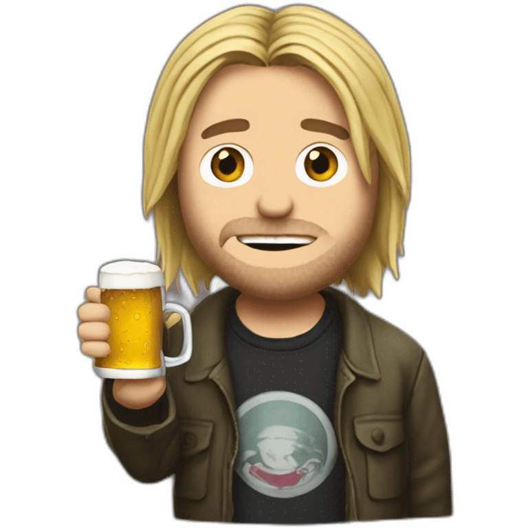 Kurt Cobain with beer emoji