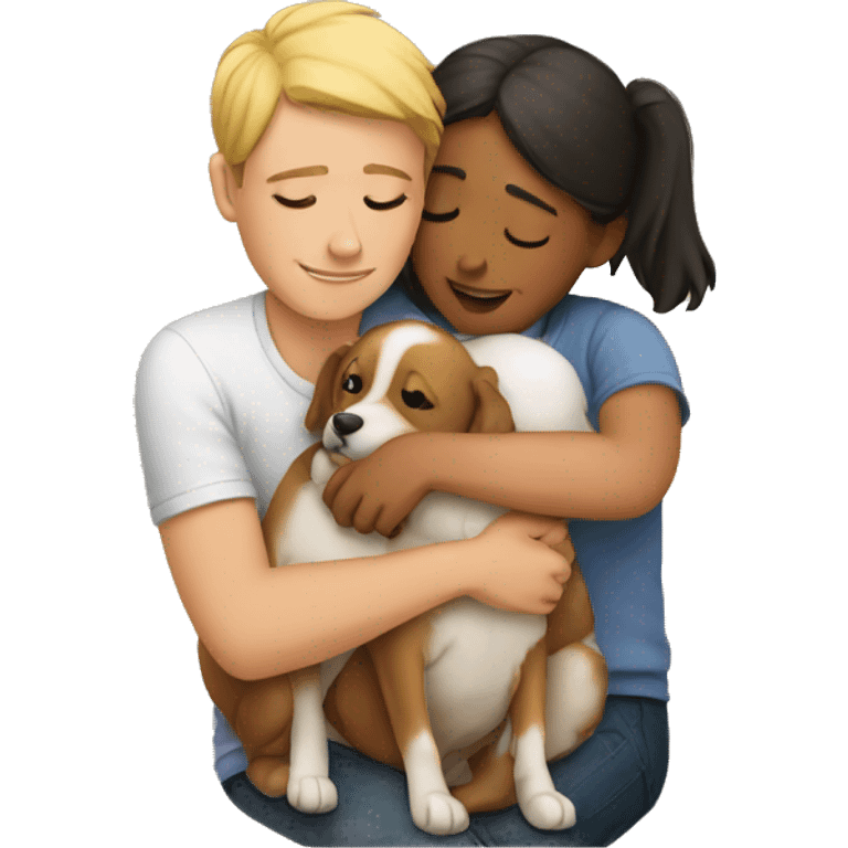 Cuddling with dog emoji