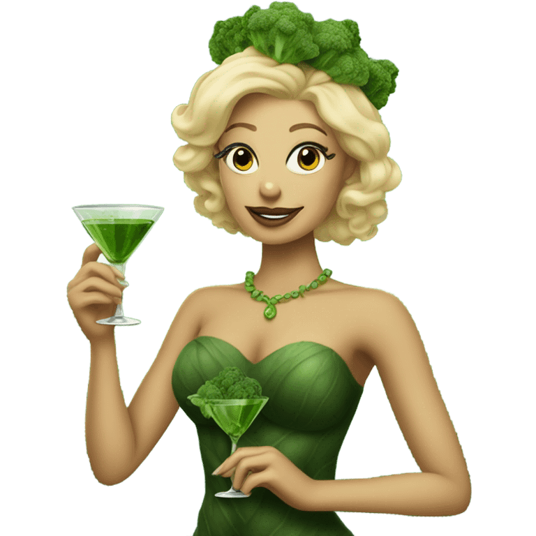 Blonde kale queen with martini glass emoji