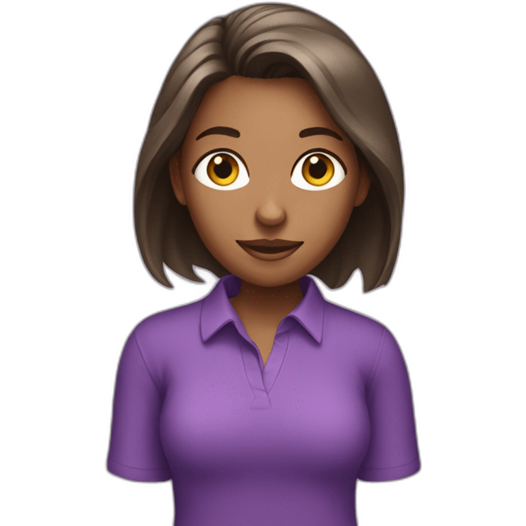 girl with purple shirt on her phone emoji