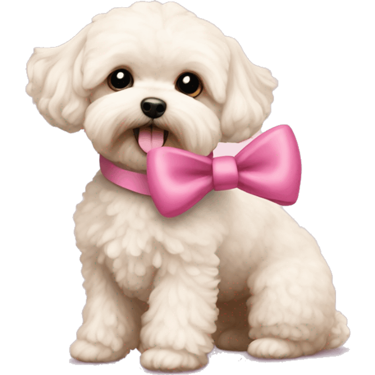 Maltipoo with a pink bow emoji