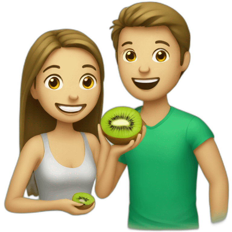 people enjoying a kiwi emoji