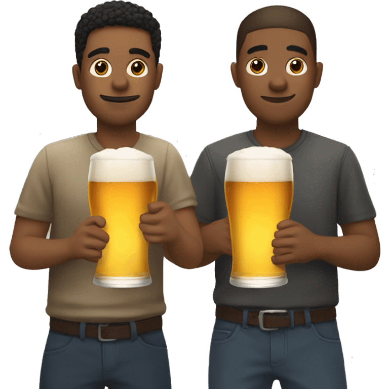 Three men friends drinking beer one light skin emoji