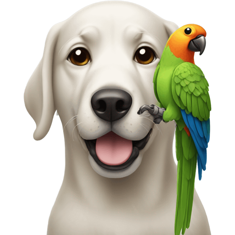 Dog holding a parrot  emoji