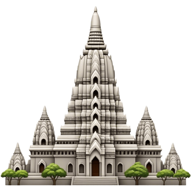 Cinematic Realistic Prambanan Temple Landmark Emoji, depicted as an ornate Hindu temple complex rendered with lifelike detail and dramatic, historical lighting. emoji