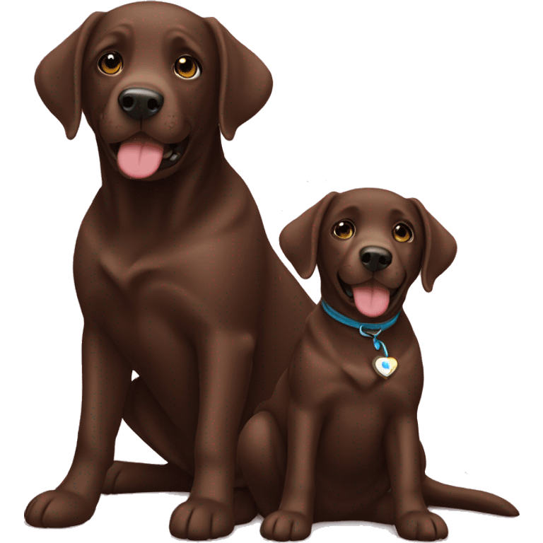 Chocolate Labrador mum and pup emoji