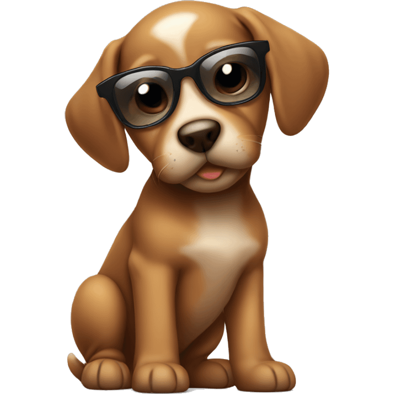 cute brown puppy with wearing sunglsses emoji