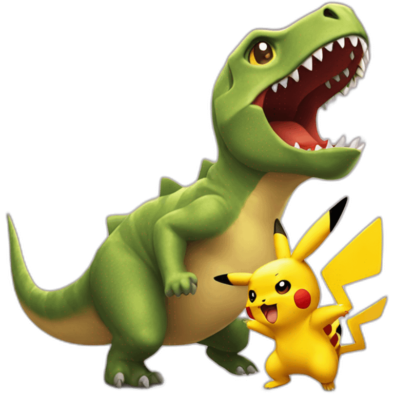 pikachu chasing dinosaur emoji