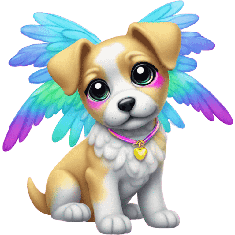 Lisa frank rainbow puppy with angel wings emoji