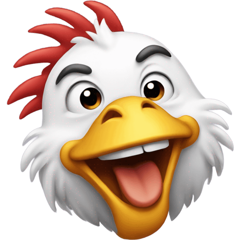 Laughing chicken emoji