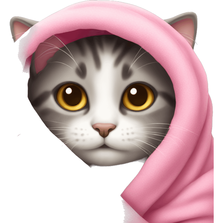 cat in pink blanket cute emoji