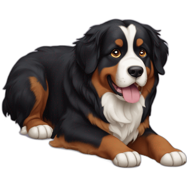 Bernese mountain dog with very  long tong emoji