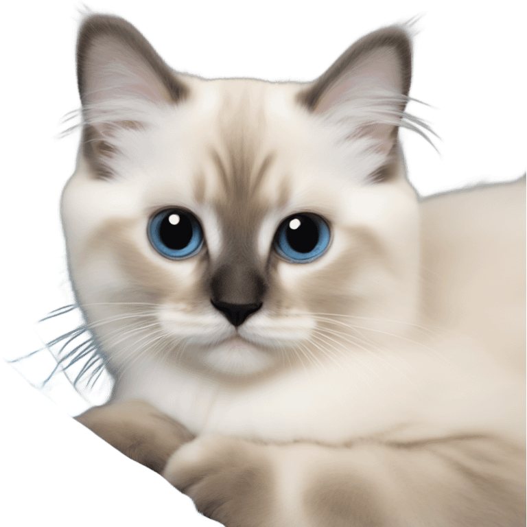 a birman kitten of 7 months cute pretty small face laying on a shoulder emoji