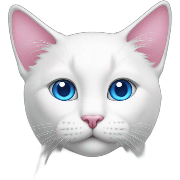 White cat with pink ears and blue eyes emoji