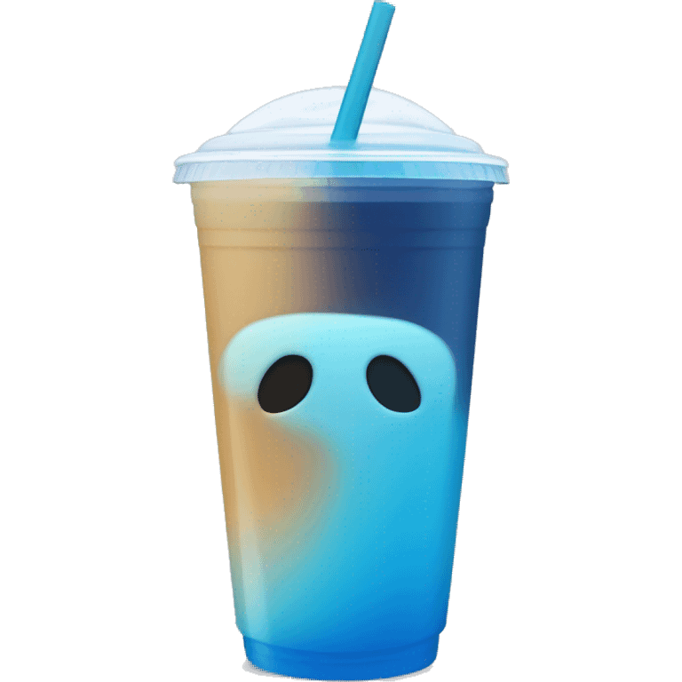 Light to dark blue ombré drink in plastic cup with a straw and lid with no face just a cup emoji