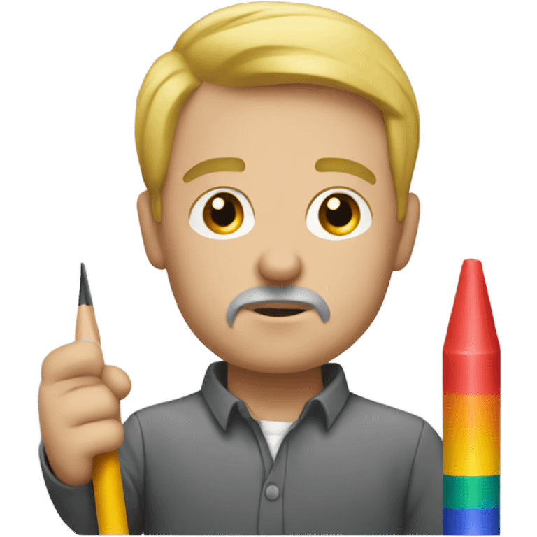 White man Mansplaining using crayons emoji