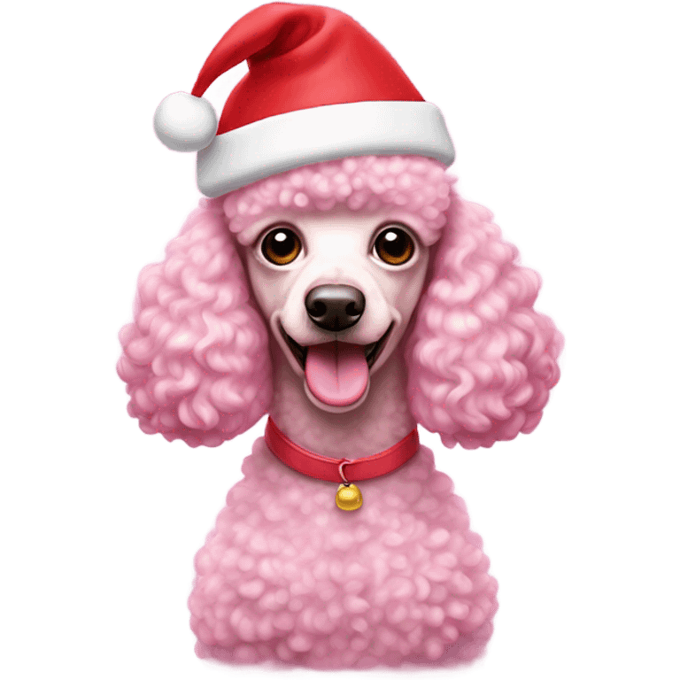 pink poodle with santa hat emoji