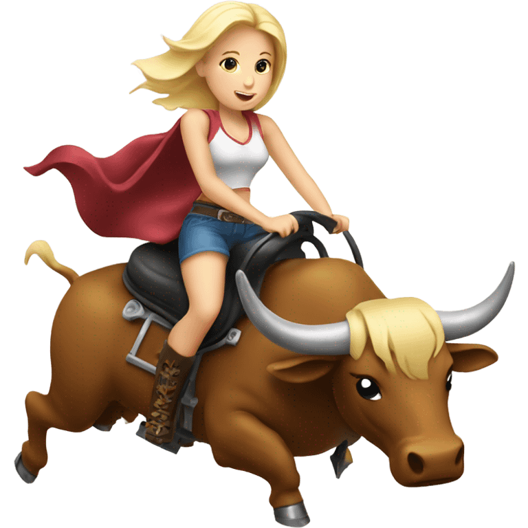 Blonde girl riding a mechanical bull emoji