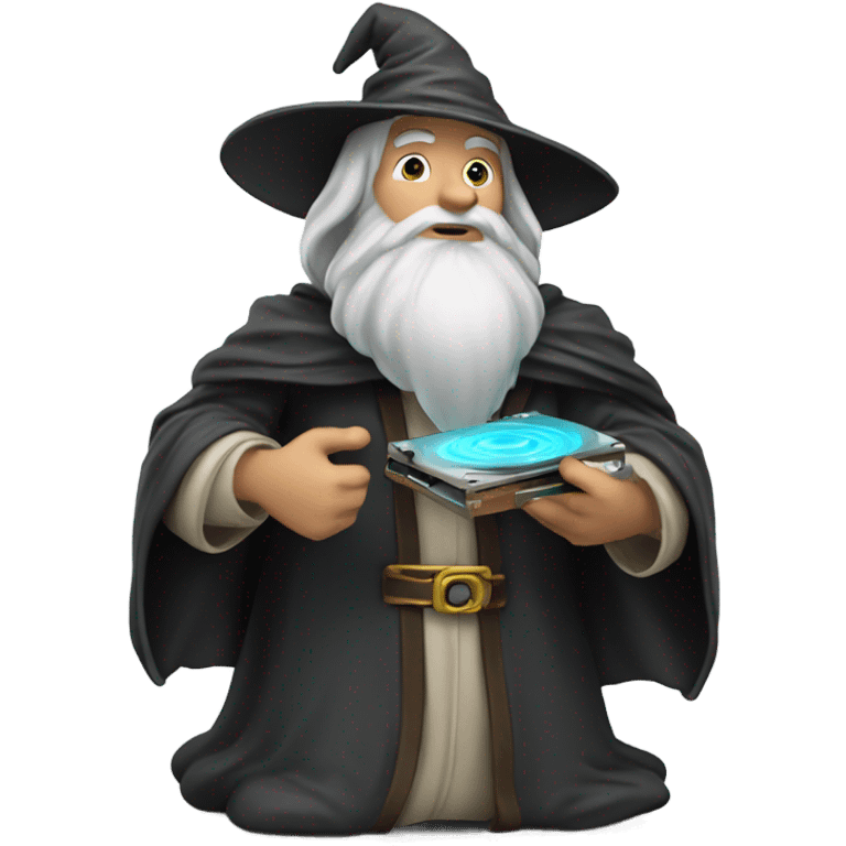 (wizard) holding  (hard disk) emoji