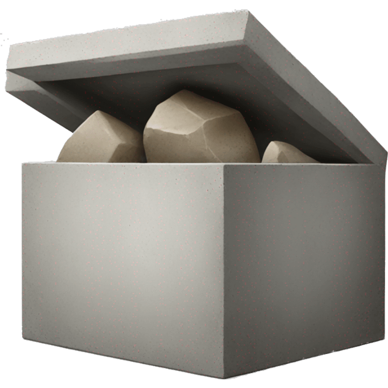 Concrete rcc box with one big rock inside emoji