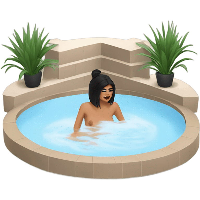 Kylie Jenner in jacuzzi zoomed out without jacuzzi emoji