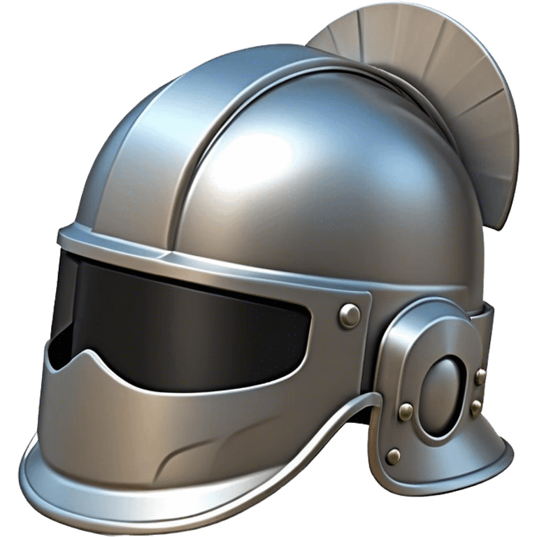 Clash of Clans aesthetic: Cinematic Playful Steel Helm Emoji, rendered in a 3D vector-style similar to standard emojis with minimal shading and bold, simplified shapes. A compact, isometric helmet crafted of shining steel with intricate engravings and a protective visor, softly glowing with a noble warrior charm. Simplified yet unmistakably iconic, highly detailed and consistent, glowing with a soft radiant gleam and high polish. Stylized with a touch of chivalric tradition and a soft glowing outline, capturing the essence of a stalwart battle helm with a friendly, playful manner! emoji