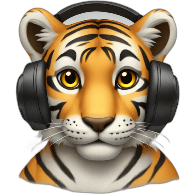 Tiger with headphones emoji