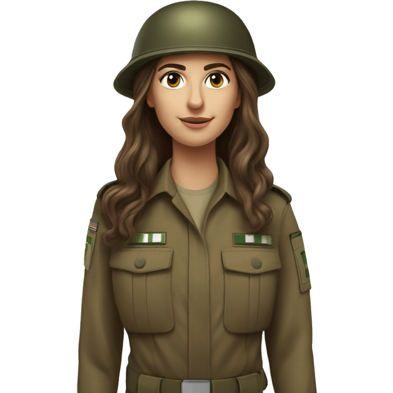 Realistic Idf female soilder long brown hair  emoji