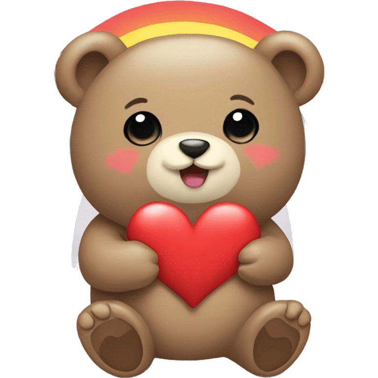 Rainbow bear with heart emoji