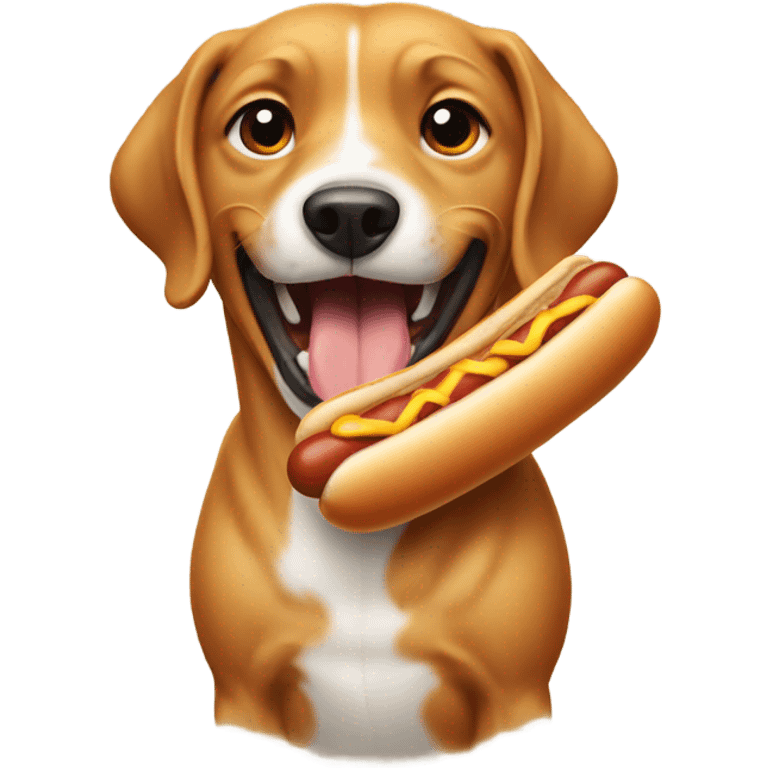 Dog eat hot dog emoji