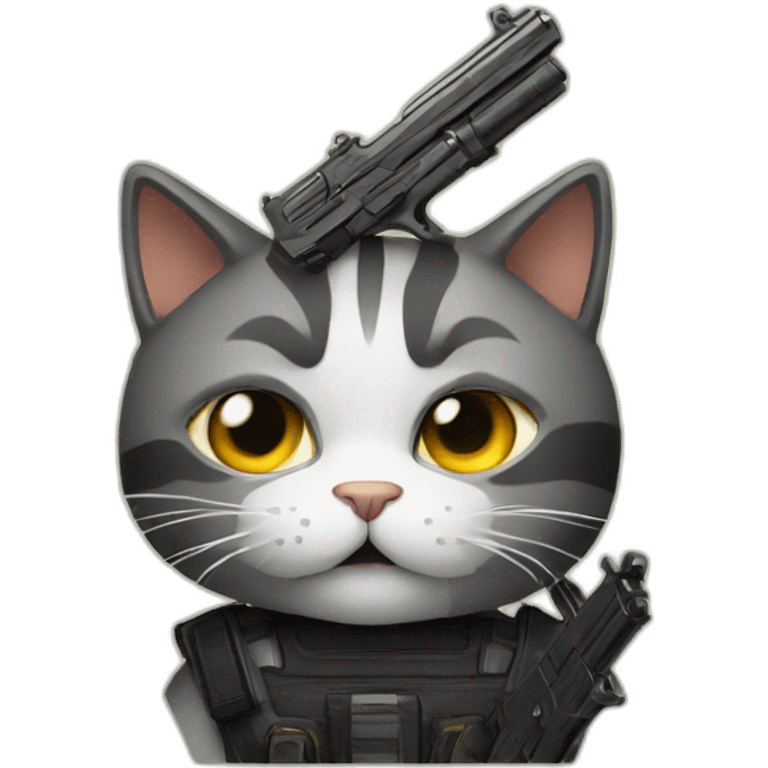 Cat with 4 guns emoji