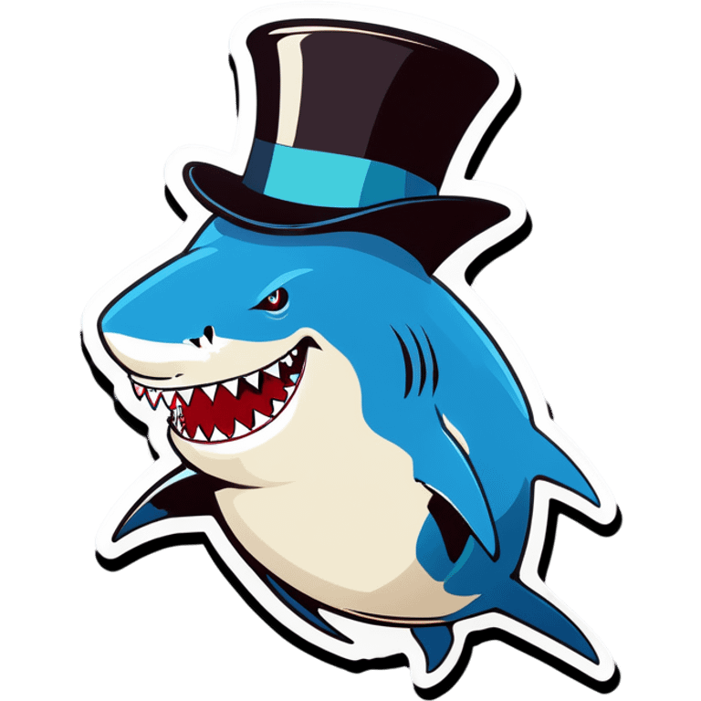 Shark with a top hat emoji