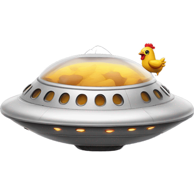 Flying saucer with chicken emoji