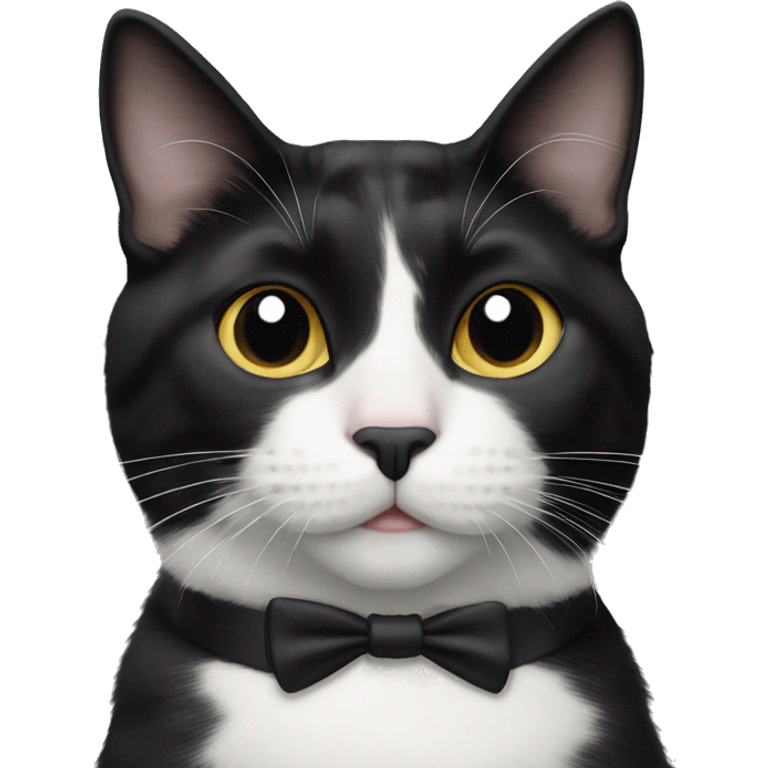 Tuxedo cat with black spot on nose emoji