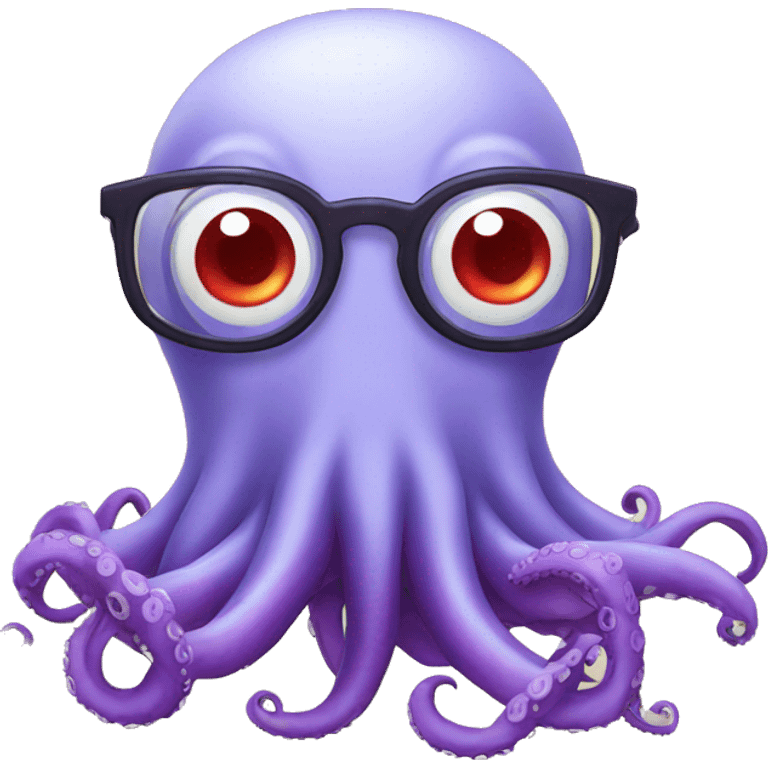 red cartoon octopus thinking with glasses emoji