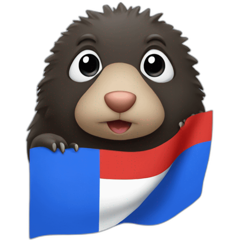 A mole with a blue and red flag emoji