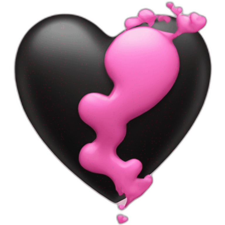 a pink heart blowing a black heart emoji