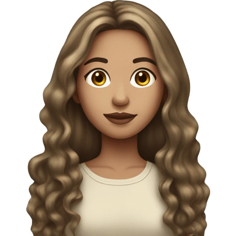 Brunette with blonde highlight lightskin girl portrait with long hair emoji