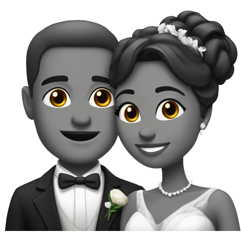 monochrome wedding couple portrait emoji