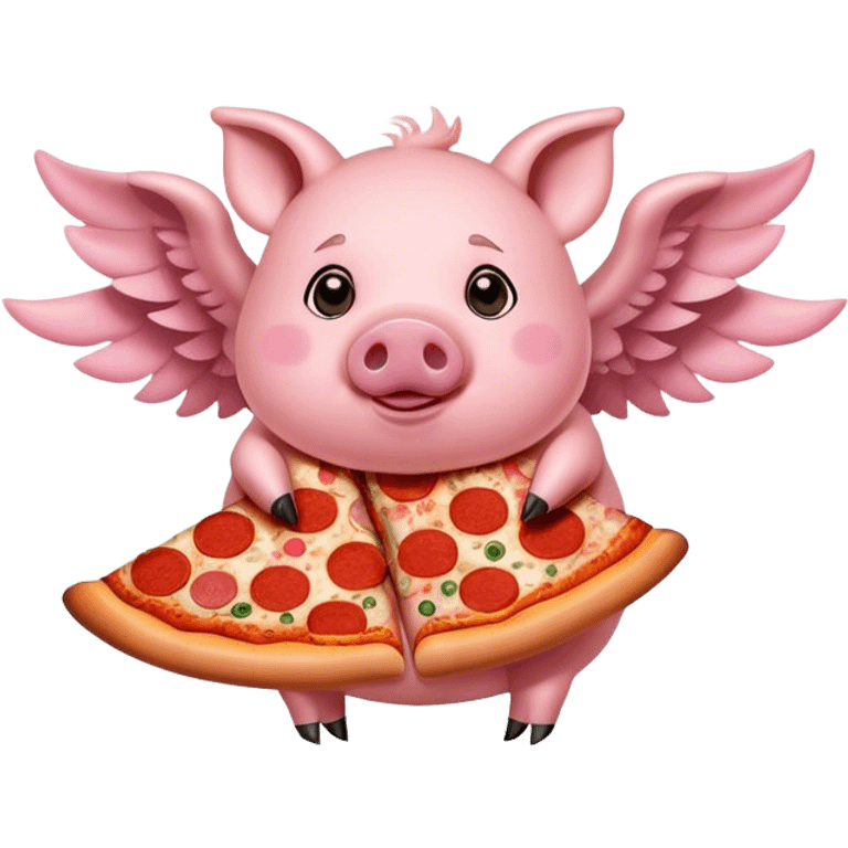 Pig with two pizza wings emoji