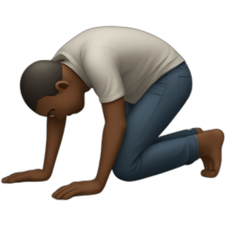 man prostrates himself asking for help emoji