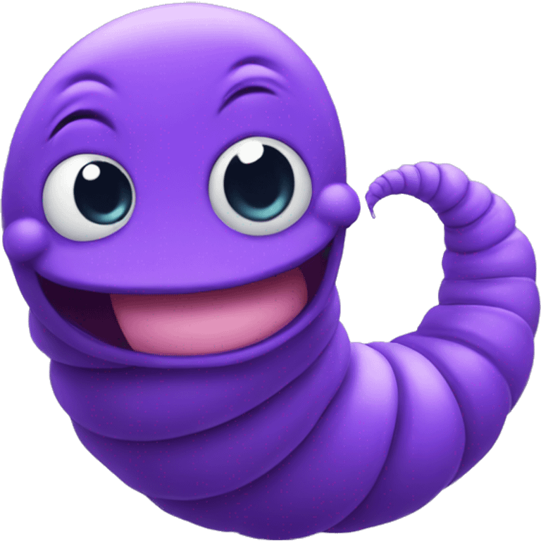 Purple worm cute smiling  emoji