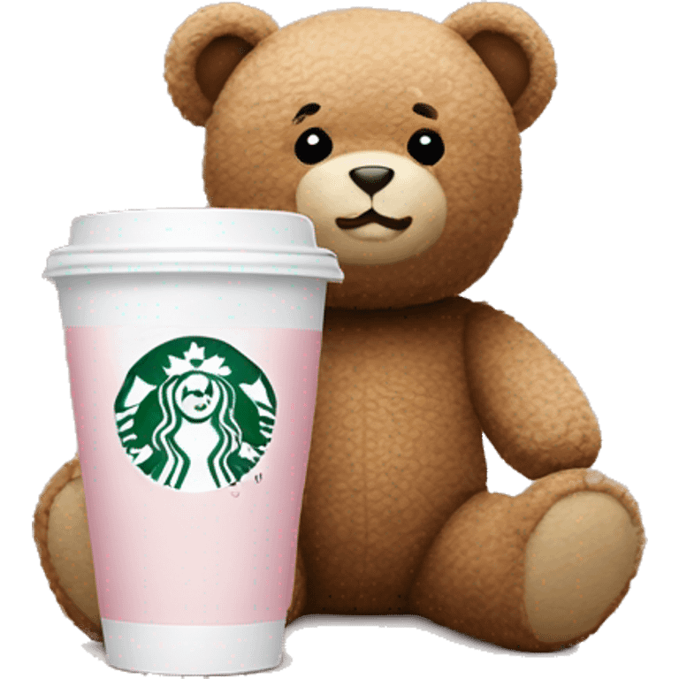 Teddy in Rosé With Starbucks Cup emoji